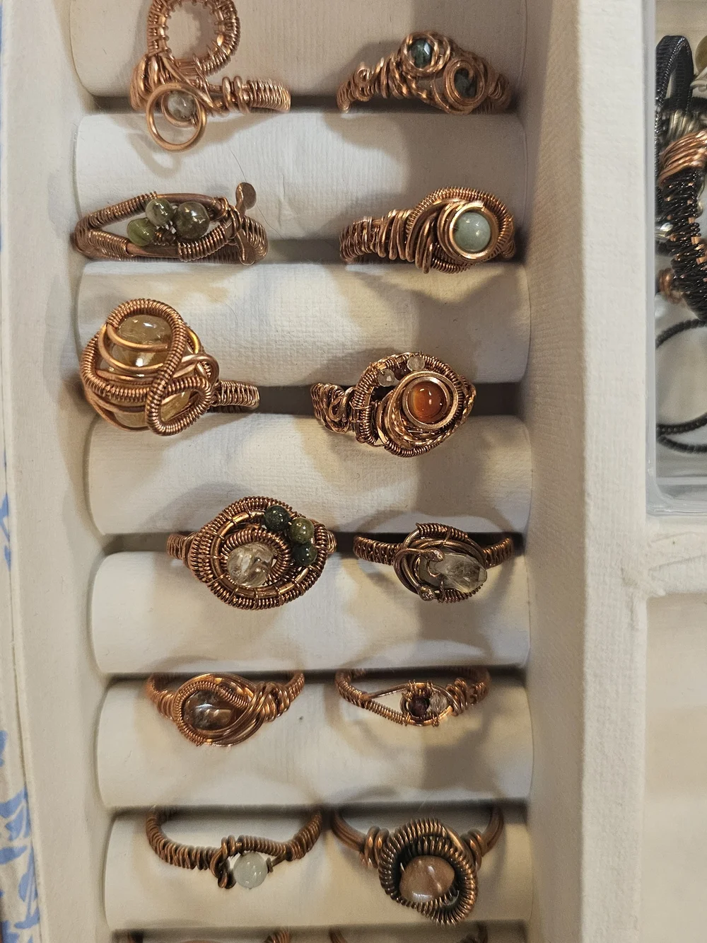 Handmade Copper Wire Wrapped Women's Rings in Copper Tone Lot Of 14